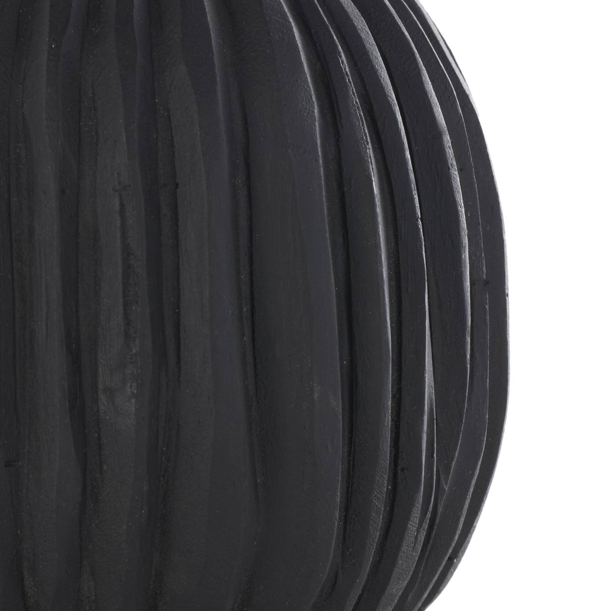 Black Teak Wood Carved Orbs Set